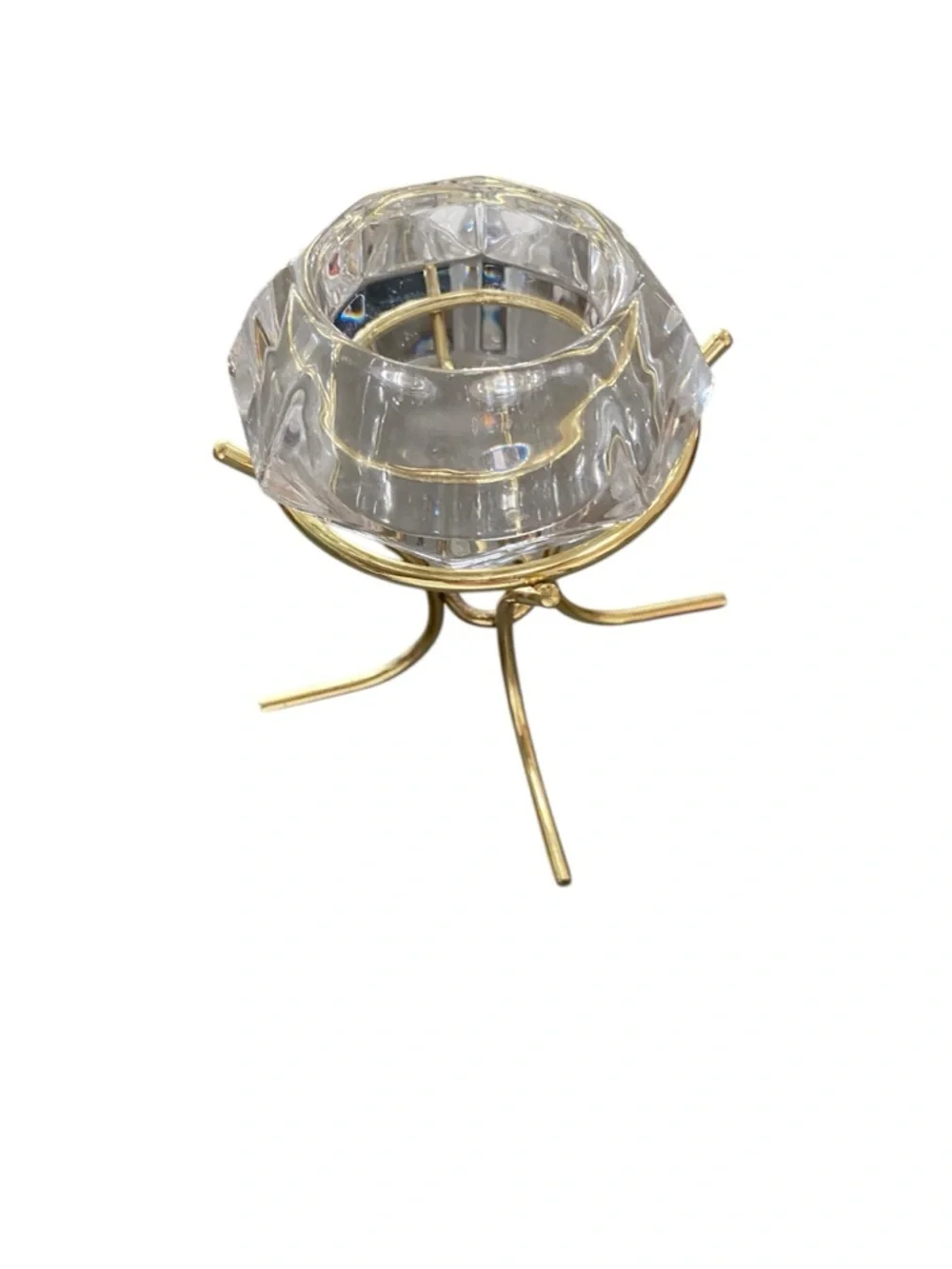Vintage Y2k Partylite crystal Diamond solitaire candle holder gold Glam Bridal